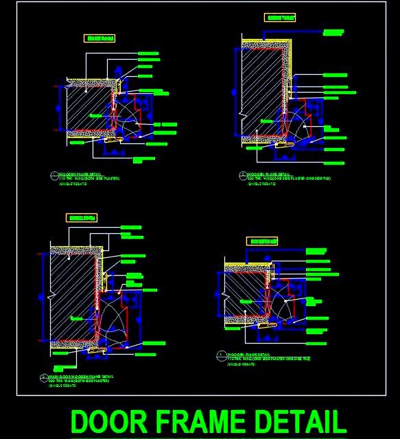 Wooden Door Frame Section for Walls- AutoCAD DWG